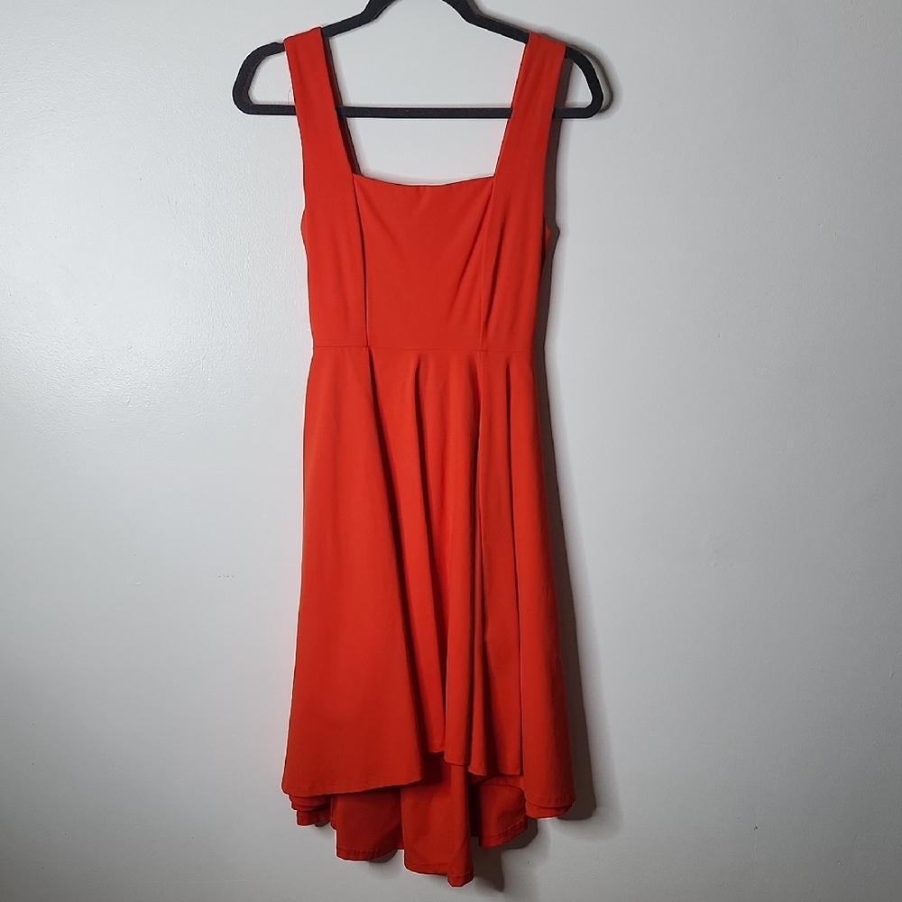 Lulus Midi Sleeveless High Low Hem Dress Lined Orange XS